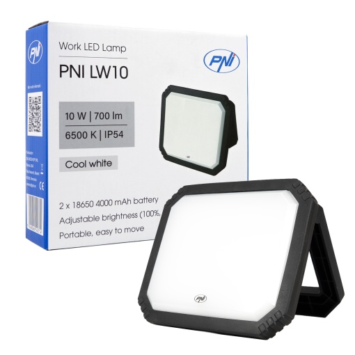 Lampa LED de lucru PNI LW10 10W, portabila, reincarcabila, cu acumulator 2 x 18650 4000mAh, 6500K, IP54, 700 lm, 2 niveluri luminozitate - Img 12