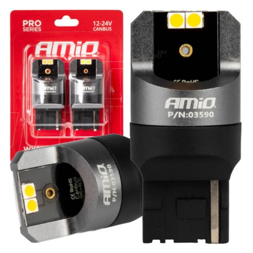 LED CANBUS PRO 7440 WY21W 4x3030 SMD GALBEN 12/24V AMIO
