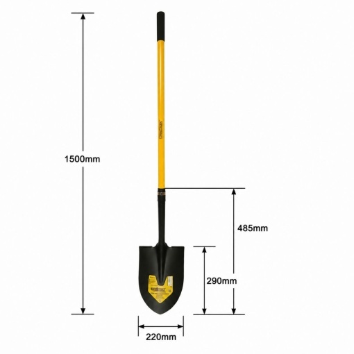 Lopata otel cu varf ascutit tip cazma 220x290x1500mm, coada din fibra de sticla Crownman - Img 2