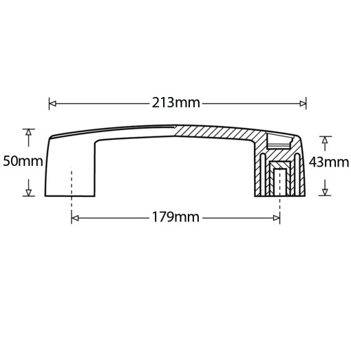 Maner din nailon 179mm, prindere cu filet interior M8 - Img 2