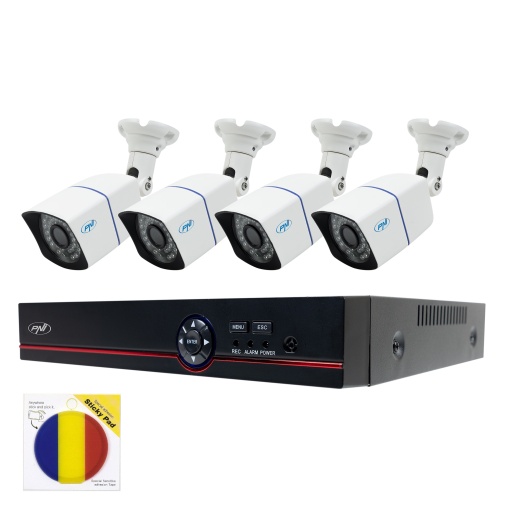 Pachet sistem supraveghere video AHD PNI House PTZ1500 5MP DVR cu 4 camere si Sticky Pad Drapel inclus - Img 8