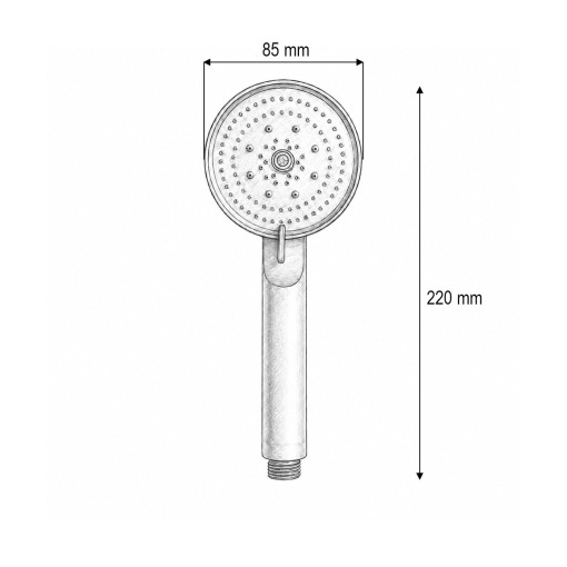 Para de dus baie rotunda, 5 functii, negru mat, plastic 85x220mm - Img 4