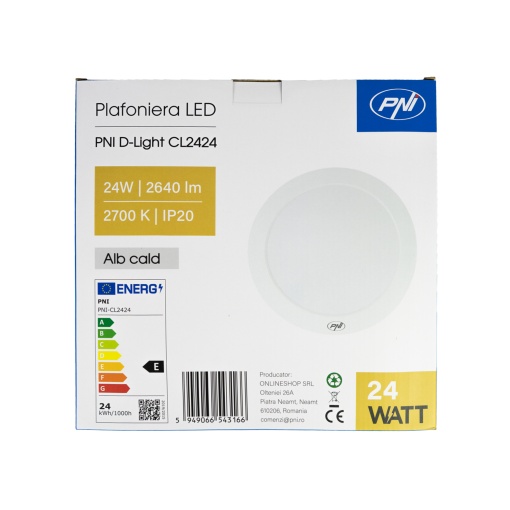 Plafoniera LED PNI D-Light CL2424 24W, rotunda 29 cm, 2700K, alimentare 230V, 2640 lm, alb cald - Img 6