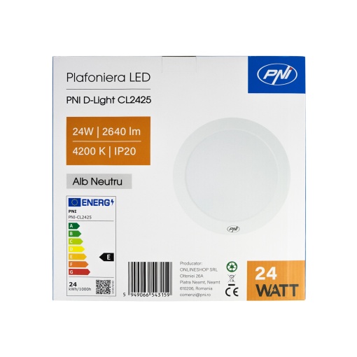 Plafoniera LED PNI D-Light CL2425 24W, rotunda 29 cm, 4200K, alimentare 230V, 2640 lm, alb neutru - Img 8