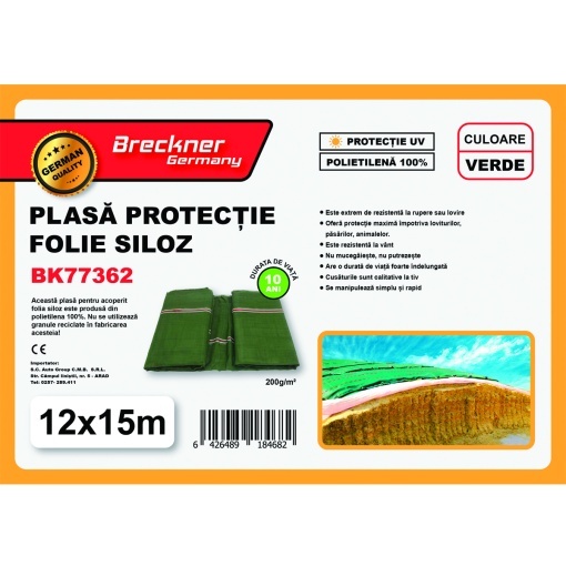 Plasa/prelata protectie pentru folie siloz verde 12x15m Breckner Germany - Img 3