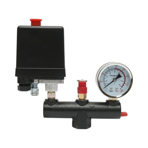 Presostat complet cu manometru 220V, 15A, presiune maxima 12 bar pentru compersor aer DISGM62, DISGM63, DISGM66 - Img 2
