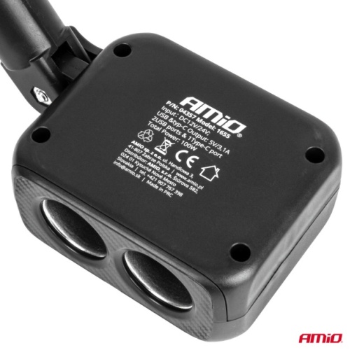 Priză brichetă cu încărcător 2x USB A 1x USB C 12/24V 100W 180° - Img 3