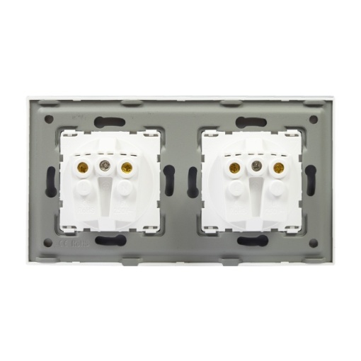 Priza dubla incastrabila PNI WP202W, cu rama din sticla, 16A, 2X3000W, 230V, alb - Img 3