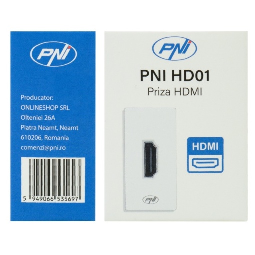 Priza HDMI PNI HD01 modulara, montaj incastrat, alb - Img 4