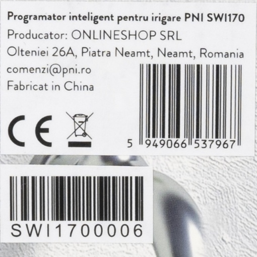 Programator inteligent pentru irigare PNI SWI170, Wi-Fi, racord 3/4 sau 1/2, 1700 l/h, control prin aplicatie Tuya, compatibil cu Amazon Alexa si Google Home