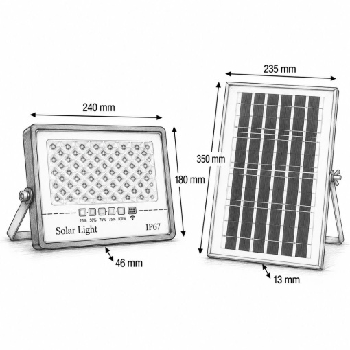 Proiector LED 60W, 6500K cu panou solar 8W, baterie LiFePO4 5000mAh si telecomanda IP67 Breckner Germany - Img 5