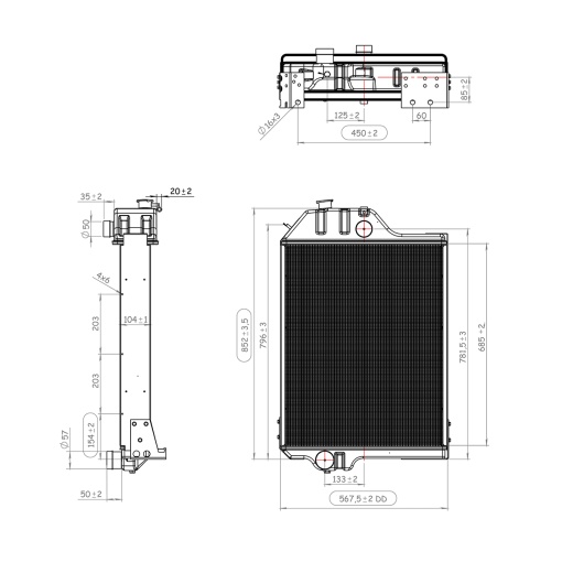 Radiator racire apa John Deere 4430 motor 6404T cu 5 randuri de celule cod OEM 150-324, AR102736, AR60337, AR61878, AR61879 - Img 2