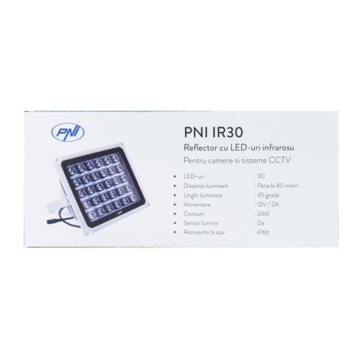 Reflector cu LED-uri infrarosu PNI IR30 pentru camere si sisteme CCTV, 30 leduri IR, distanta 80m, IP66 - Img 7