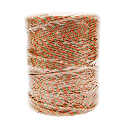 Rola fir portocaliu-verde fi 3mm insertie metalica 3x0.2mm SS+2x0.25mm, rezistenta 0.2 Ohm/m, 500m gard electric Thor - Img 4