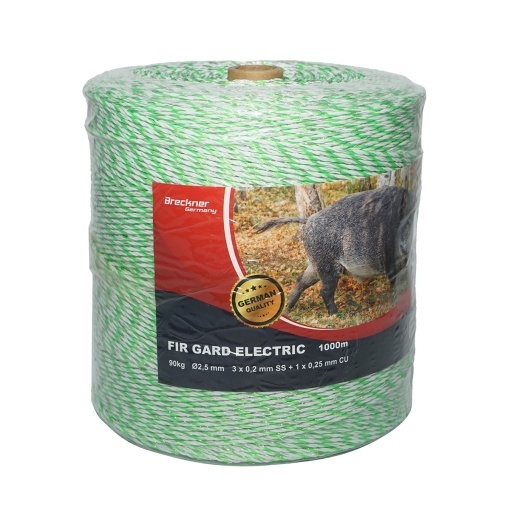Rola fir verde fluorescent-alb fi 2.5mm 3x0.2mm SS, 1x0.25mm Cu, 1000m gard electric Breckner Germany - Img 2
