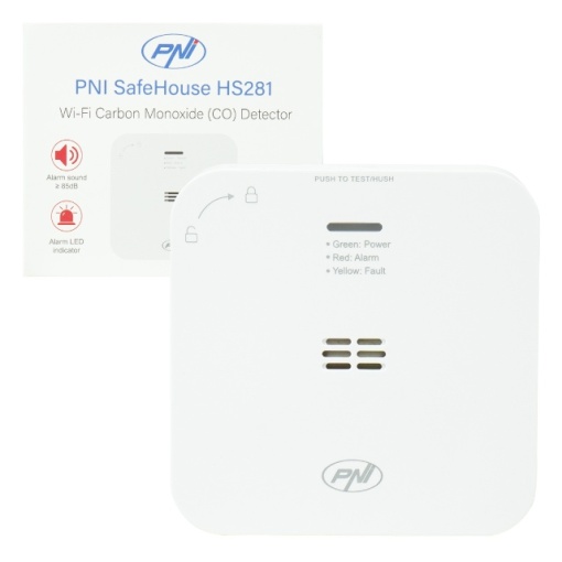 Senzor de monoxid de carbon (CO) PNI SafeHouse HS281 cu Wi-Fi, control din aplicatia Tuya Smart, alimentare baterii AA, 85dB, alarma sonora si vizuala, alarma silentioasa - Img 3