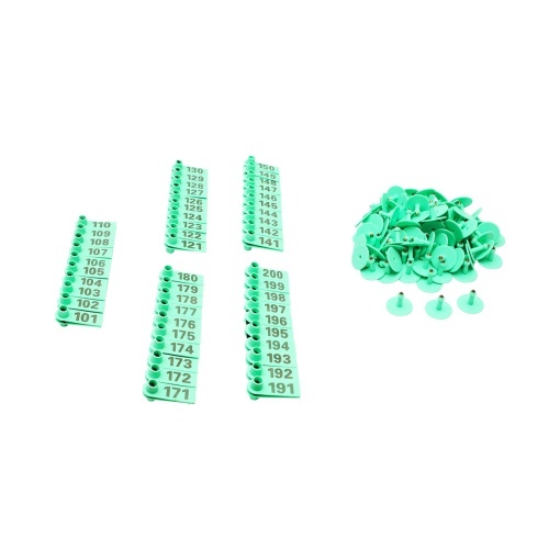 Set 100 crotalii numerotate 101 -200 verzi pentru capre, oi Breckner Germany - Img 3