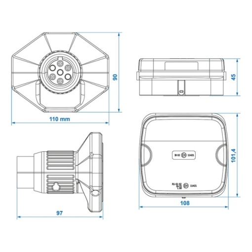 Set 2 lampi pentru remorca LED Wireless cu magnet (Bluetooth) 7-pin - Img 7