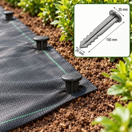 Set 50 cuie tarusi plastic negri 150mm tip harpon pentru fixare folie protectie Breckner Germany - Img 2