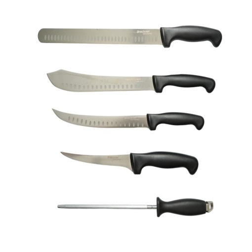 Set cutite macelarie profesionale 5 piese cu geanta, lama otel 5Cr15MoV, maner PP negru Breckner Germany - Img 3