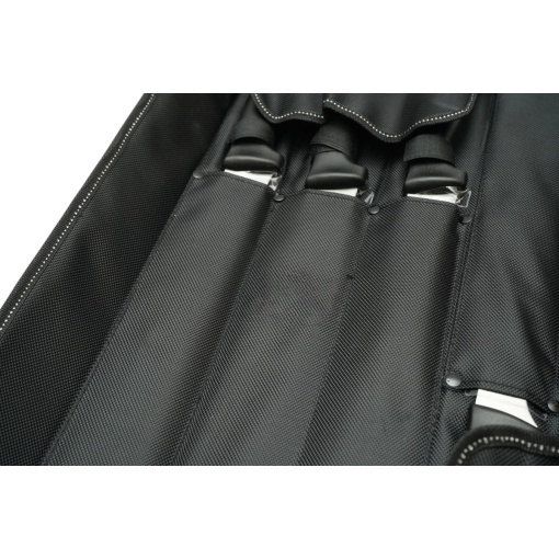 Set cutite macelarie profesionale 5 piese cu geanta, lama otel 5Cr15MoV, maner PP negru Breckner Germany - Img 13
