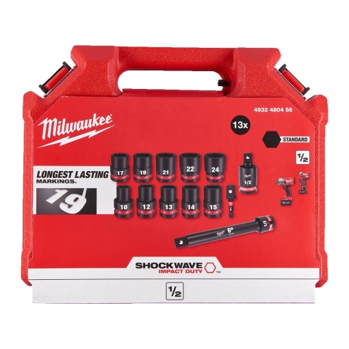 Set de 13 chei tubulare de impact scurte, Shockwave™, 1/2" Milwaukee - Img 2