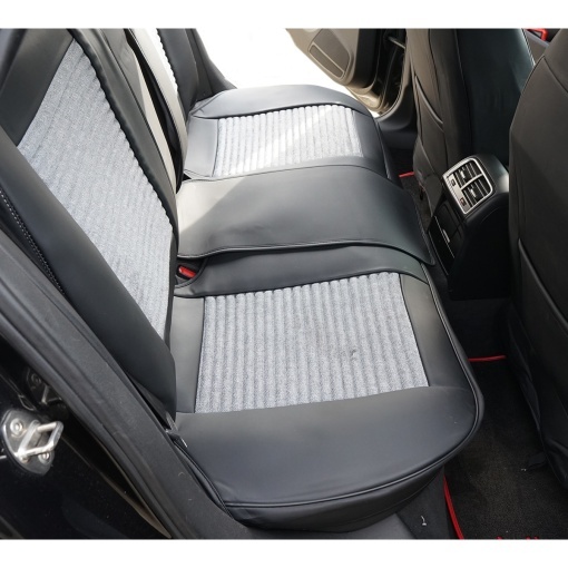 Set huse scaune auto Premium negru-gri universale, design sport ergonomic, piele ecologica cu insertii textile 11 piese - Img 8