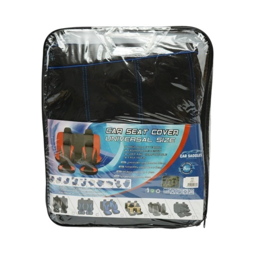 Set huse scaune auto universale negru-albastru, material textil 8 piese - Img 10
