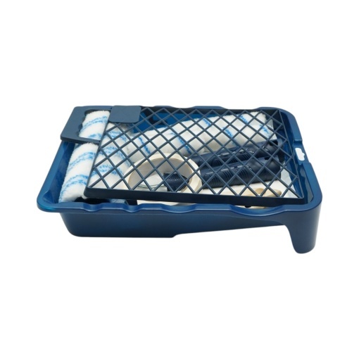 Set vopsit si zugravit cu trafaleti poliester 10cm, 18cm, 2 pensule, spaclu, mixer, tavita vopsea, gratar, folie protectie, banda mascare 15 piese Breckner Germany - Img 9