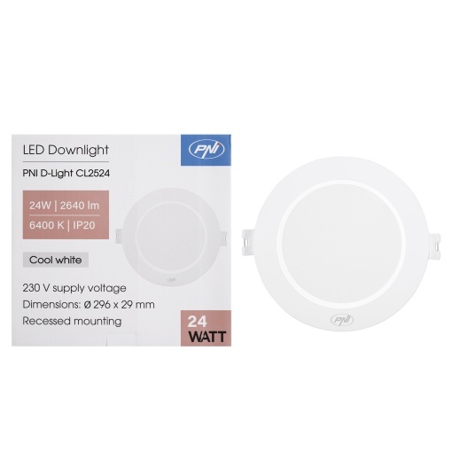 Spot LED PNI D-Light CL2524 24W, incastrabil, rotund 29 cm, 6400K, alimentare 230V, 2640 lm, alb rece - Img 5