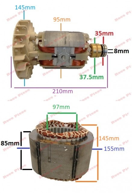 Stator si Rotor generator 2 - 5 kw (Gx 160, 168F etc) Cupru (Trifazic) - Img 4