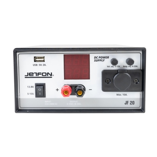 Sursa de tensiune PNI Jetfon JF-20, 5-15V reglabil, 13.8V fix, 5V USB, 0-20A, 220-240V, negru - Img 2