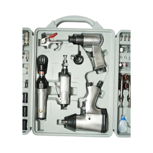Trusa scule pneumatice cu pistol de impact, ciocan, clichet, polizor drept si accesorii 71 piese - Img 4