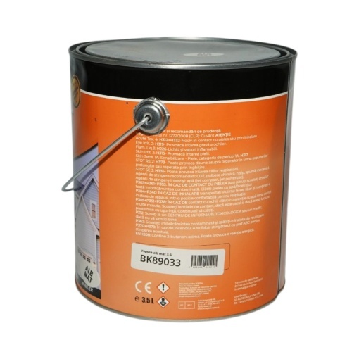 Vopsea email anticoroziva 3 in 1 alb mat pe baza de solvent 3.5L, direct pe rugina, interior si exterior Breckner Germany - Img 3