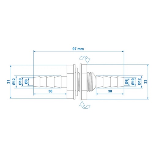 Adaptor rezervor apa cu conector drept 1/2" 10x12mm - Img 3