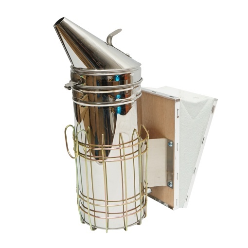 Afumator albine din inox cu cilindru scut termic si burduf din piele 230mm - Img 2