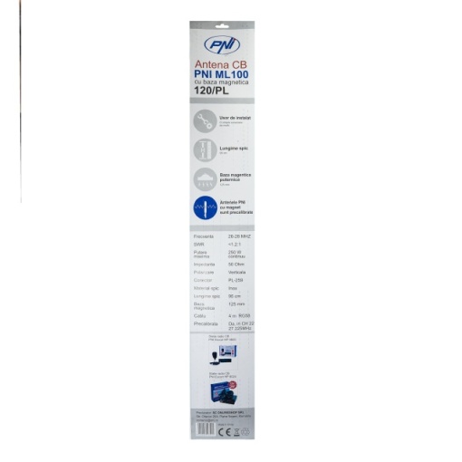 Antena CB PNI ML100, lungime 100 cm, 26-30MHz,250W, magnet 125mm inclus - Img 6
