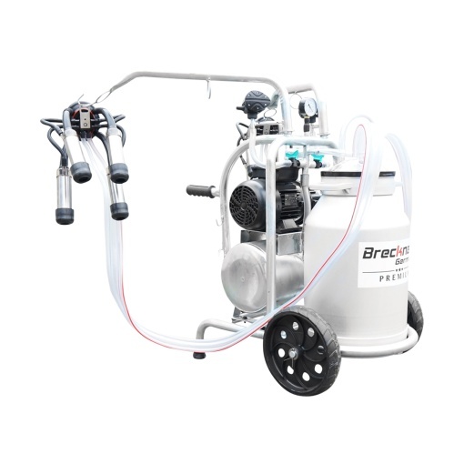 Aparat de muls vaci cu grup colector 160cc sasiu galvanizat bidon aluminiu 40L 2 posturi Breckner Germany - Img 3