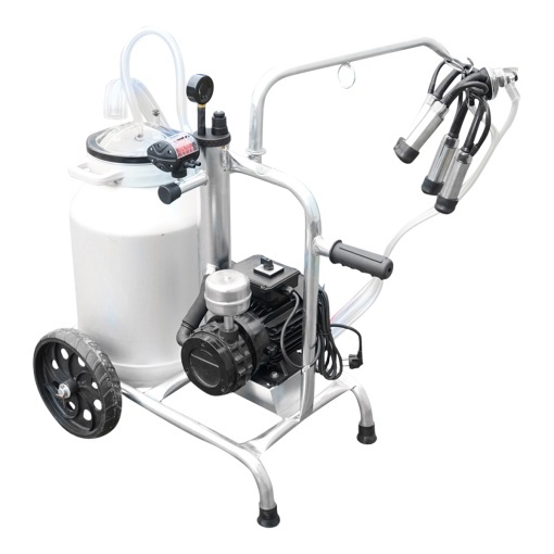 Aparat de muls vaci cu grup colector 160cc, sasiu galvanizat, bidon aluminiu 30L, 1 post, pahar inox Breckner Germany - Img 6