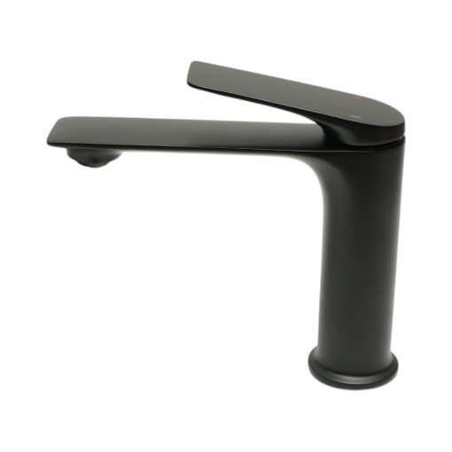 Baterie lavoar baie Premium din cupru, pipa lunga, design rotund, monocomanda, negru mat, furtunuri incluse - Img 3