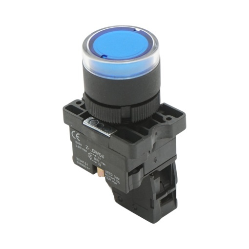 Buton indicator LED albastru cu rezistenta integrata 1NO, 220V, LAY5 Breckner Germany - Img 5