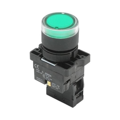 Buton indicator LED verde cu rezistenta integrata 1NO, 220V, LAY5 Breckner Germany - Img 3