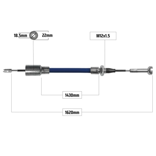 Cablu frana KNOTT 1620/1430 mm, capat Ø19/22 mm, capat tip ciuperca - Img 2