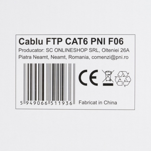 Cablu FTP CAT6 PNI F06 cu 4 perechi pentru internet 1 Gigabit si sisteme de supraveghere Rola 305m - Img 5