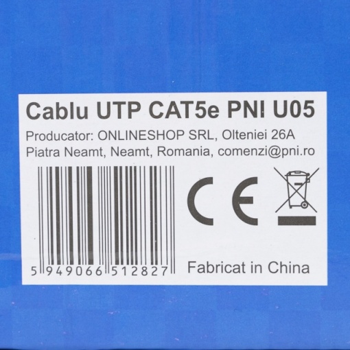 Cablu UTP CAT5e PNI U05 cu 4 perechi de fire torsadate 0.40 mm CCA, pentru internet 1 Gigabit si sisteme de supraveghere, rola 305m - Img 5