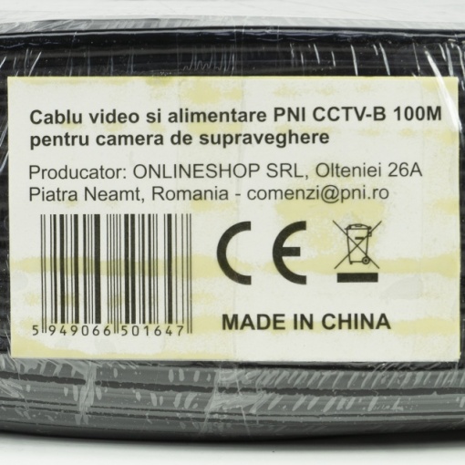 Cablu video si alimentare PNI CCTV-B 100M pentru camera de supraveghere rola 100m - Img 7