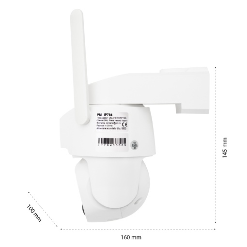 Camera supraveghere video PNI IP794 cu Wi-Fi, PTZ, dual lens 2MP + 2MP, panou solar 5.5W, acumulator bloc 8000mAh - Img 8