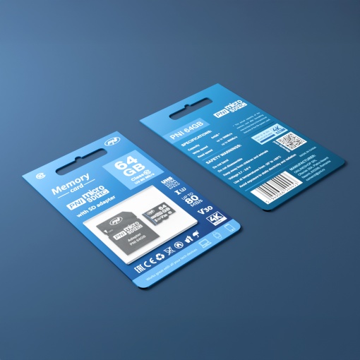 Card de memorie MicroSD PNI 64GB cu adaptor SD Clasa 10, 80 Mb/s, V30 - Img 6