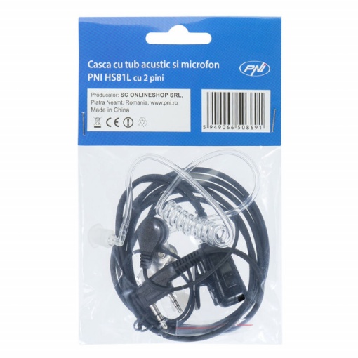 Casca cu tub acustic transparent si microfon cu 2 pini - Img 5