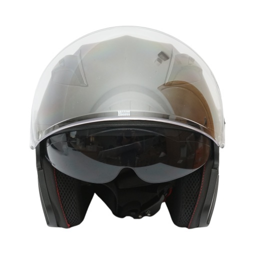 Casca moto tip jet neagra, model urban cu viziera transparenta si ochelari de soare, marimea L - Img 7